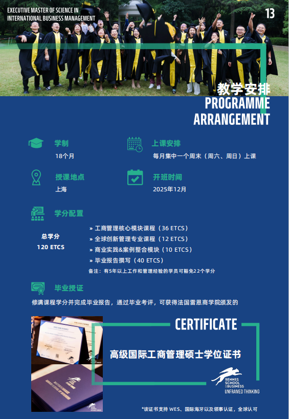 法國雷恩商學(xué)院-高級國際工商管理碩士